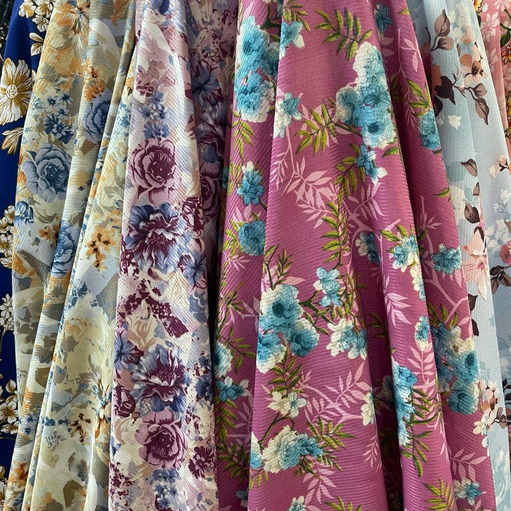 kain niagara stripe motif bunga premium - kain niagara aksen flowy premium kc