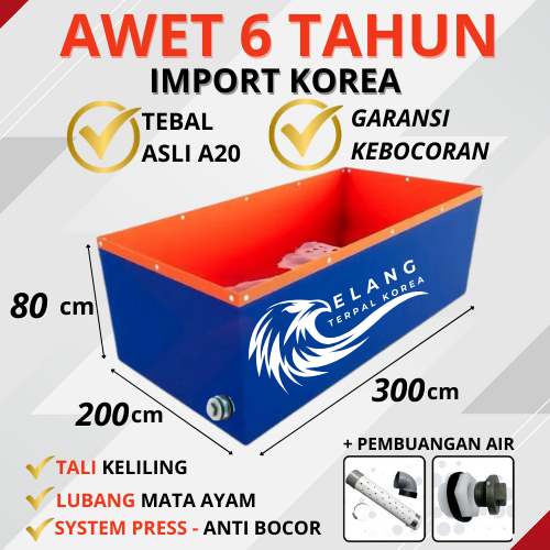 Terpal Kolam Terpal Ikan Kotak 300x200x80 /  3x2x0,8 / 200X300X80 / 2X3X80 Budidaya Ikan