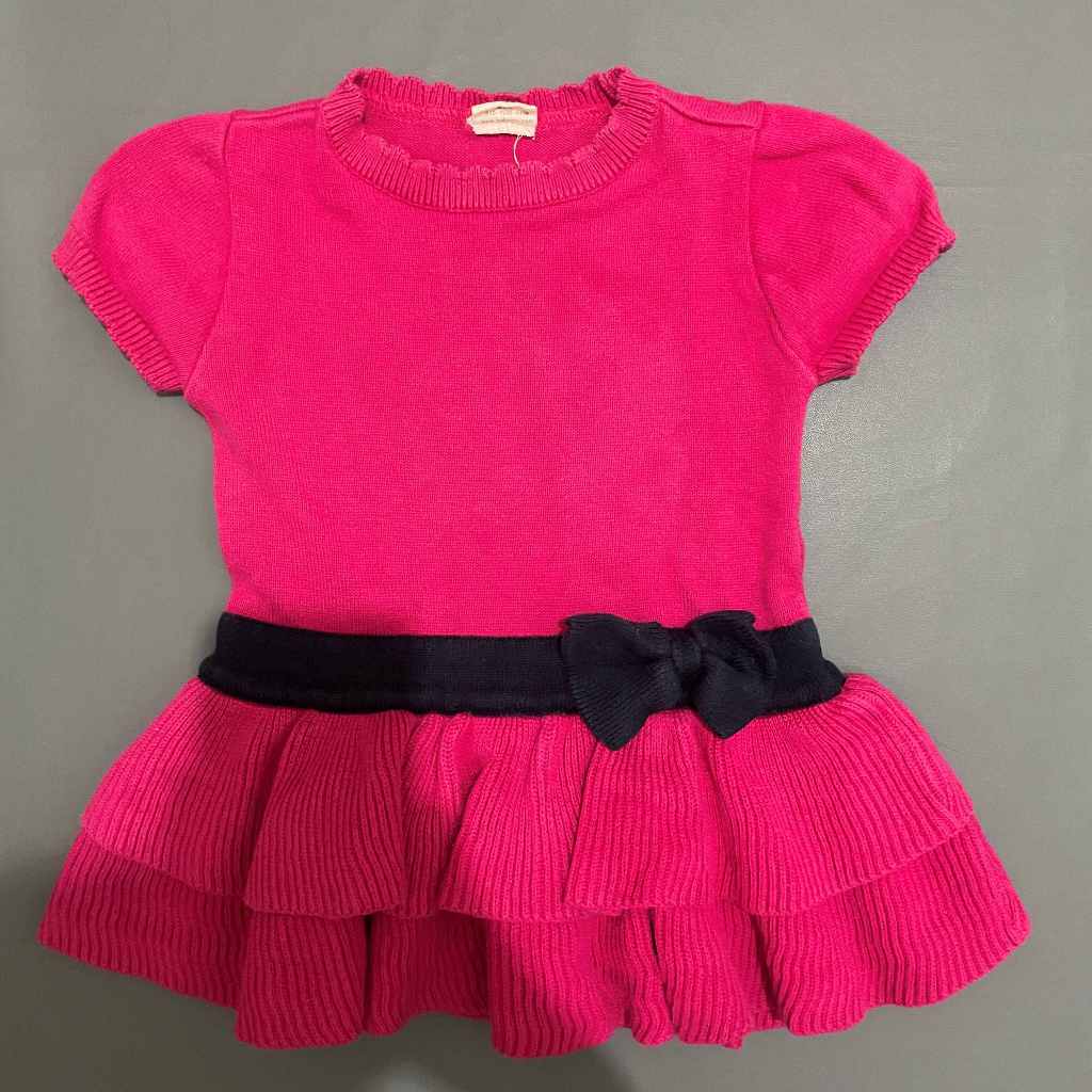 ANAK K312 (BABELAU ORI, PRELOVED) Dress Tunik Atasan Kaos Rajut Rok Rumbai Stretch Fit Body Pita O N
