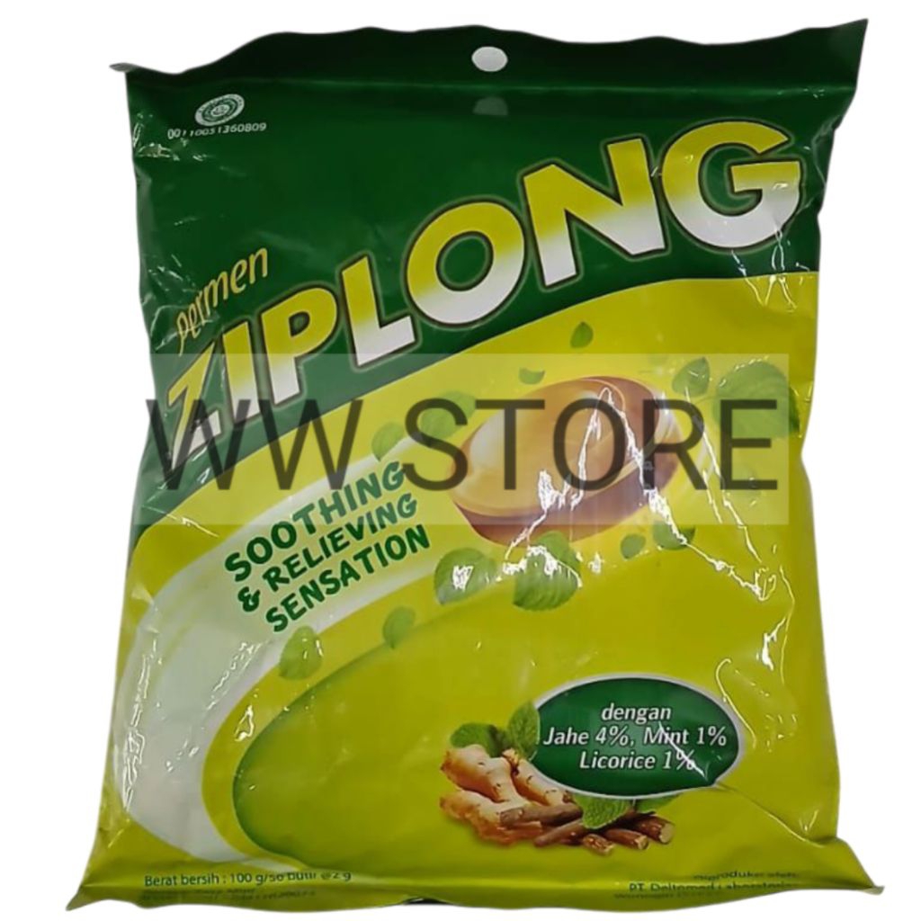 

Permen rasa jahe mint licorice pelega tenggorokan halal MUI ZIPLONG ZIP LONG Soothing & Relieving Sensation Candy 100g ( 50x2g )