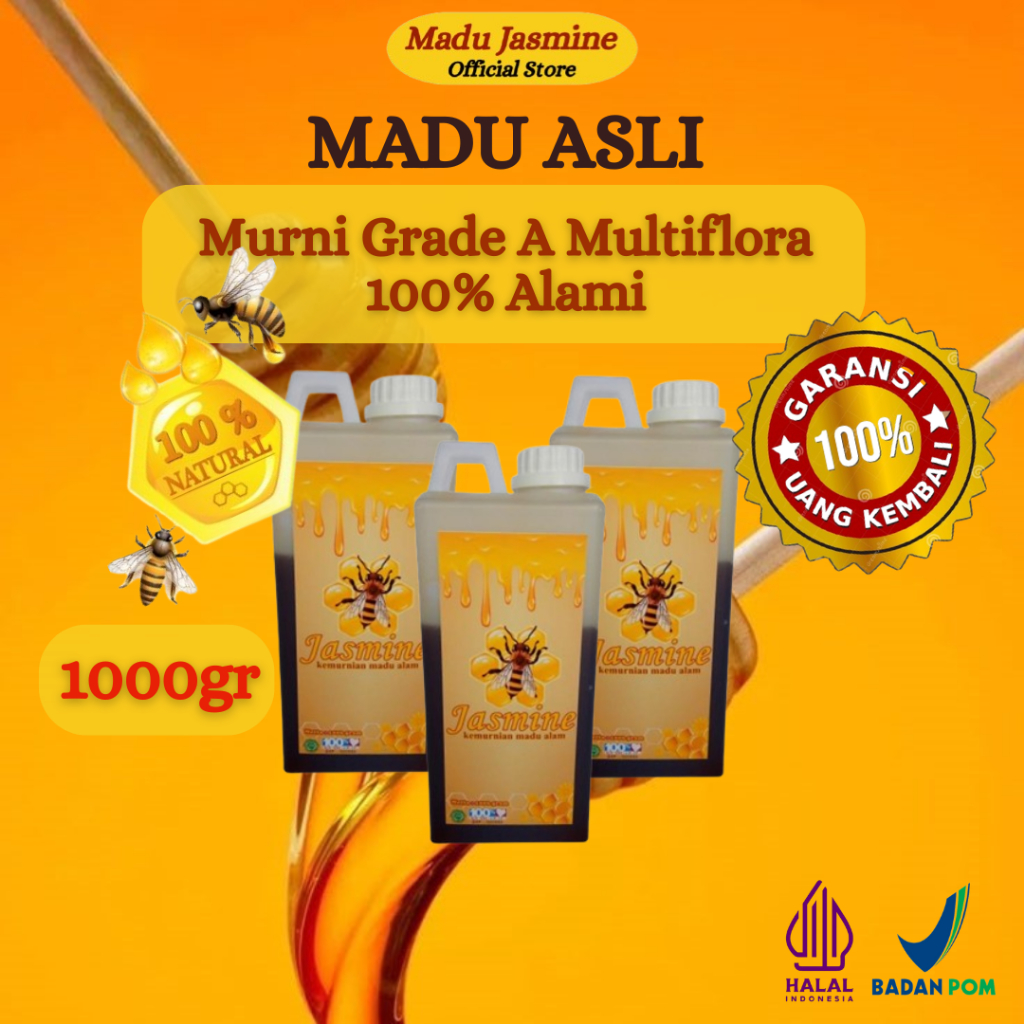

JASMINE Madu Asli Murni Alami Multiflora Grade A 100% Madu Kesehatan 1000gr