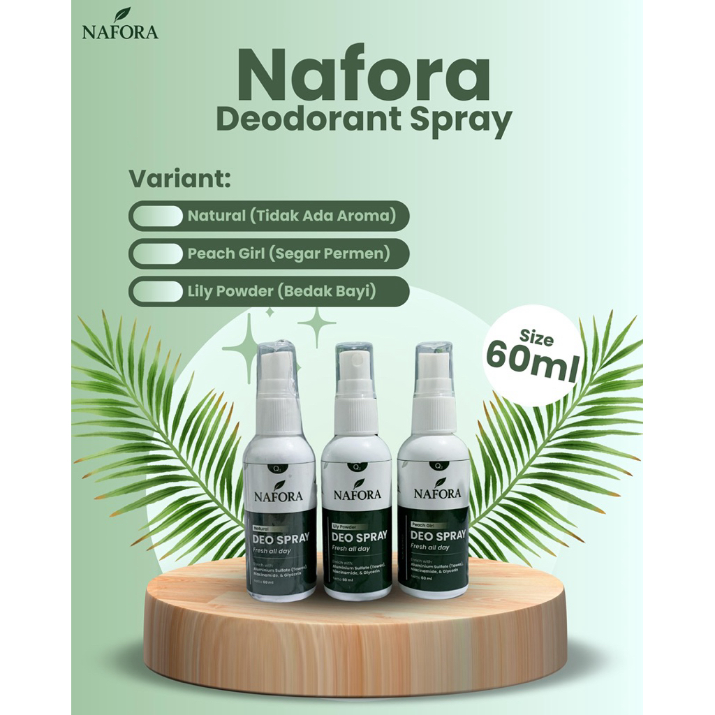NAFORA DEODORANT SPRAY / BPOM / TAWAS / NON ALKOHOL /AMAN BUMIL BUSUI