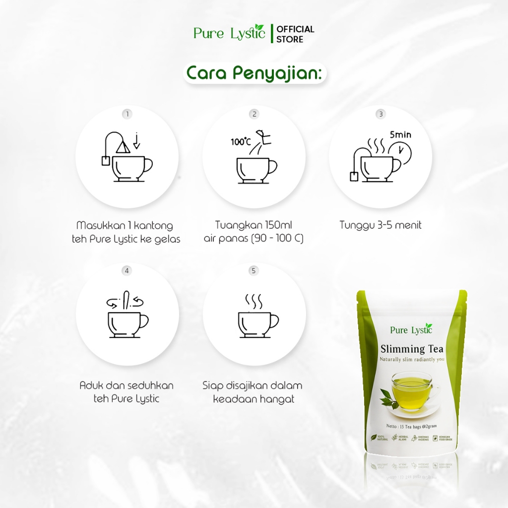 

Forcysn Pure Lystic - Slimming Tea Herbal Teh Pelangsing Detox Alami Green Tea Senna Jahe Stevia