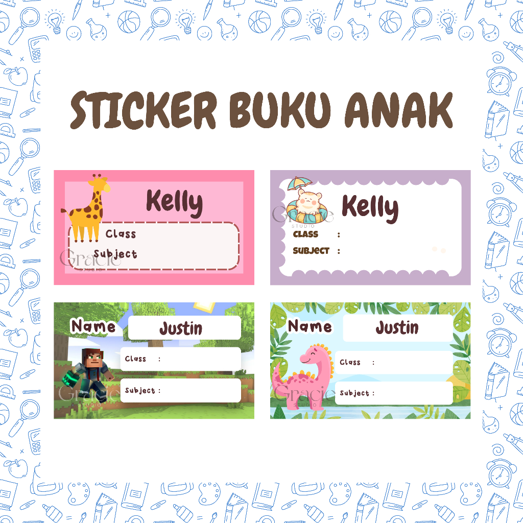 

sticker buku label buku label nama buku sticker nama