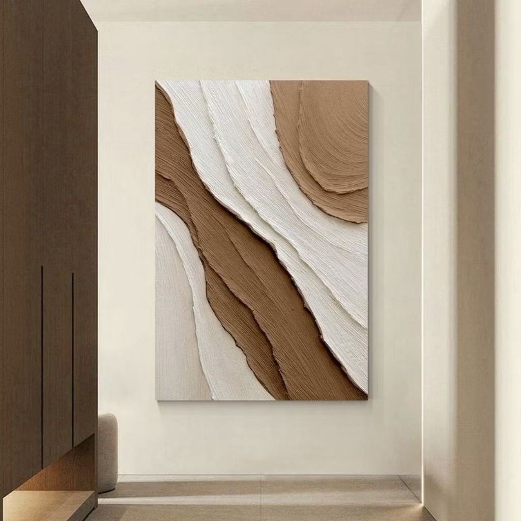 Lukisan Dinding Abstrak Mocca | Lukisan Tekstur Timbul | Lukisan Handmade | Lukisan Aesthetic 3D