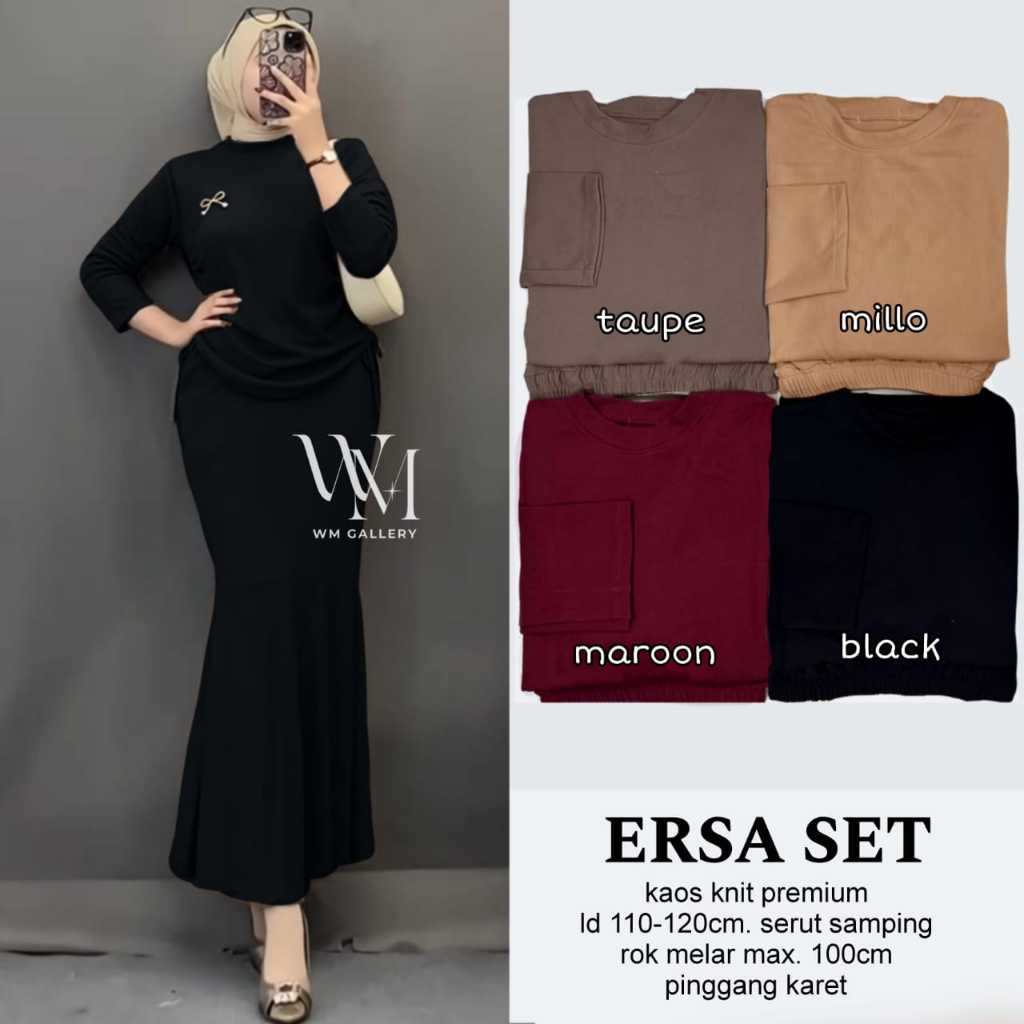 Setelan Rok Polos Ld 120 110 Kaos Knit Premium Ersa One Set
