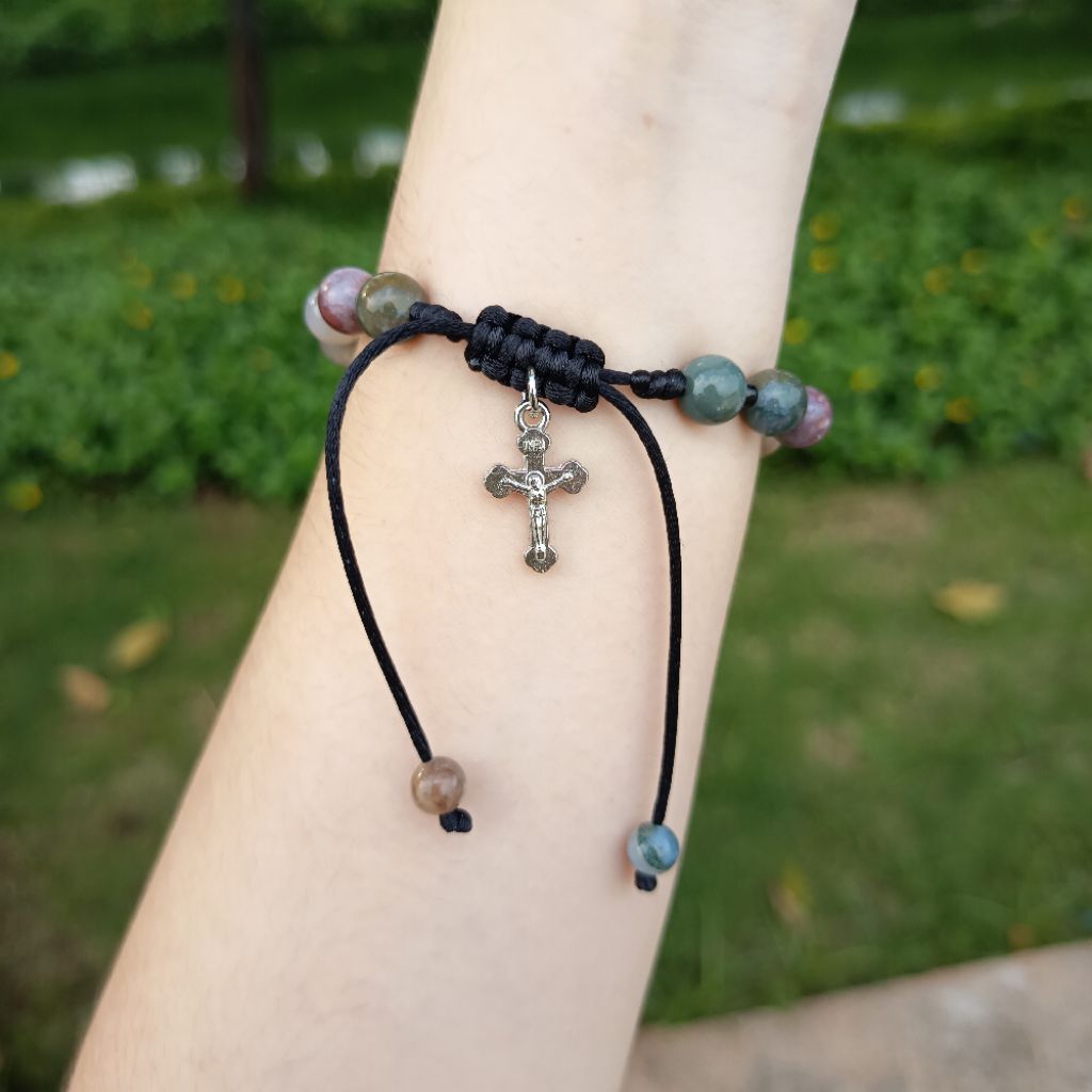 Gelang Rosario Batu Alam Stainless Steel, Gelang Tali