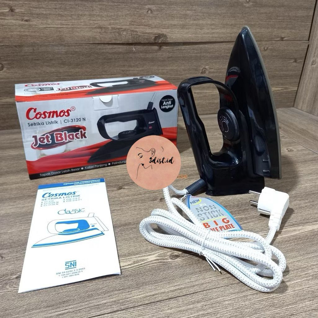 Setrika listrik cosmos JET BLACK/Setrikaan/Gosokan/Setrikaan baju/Gosokan baju/Setrikaan cosmos