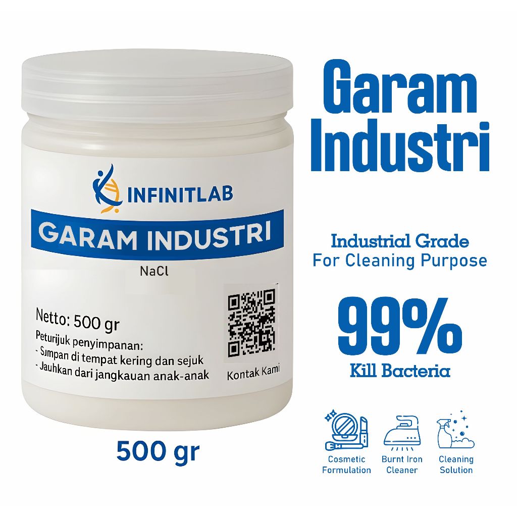 

InfinitLab - Garam Industri NaCl / Garam Industri Garam Kebersihan Non Yodium Cosmetic Grade 500gr