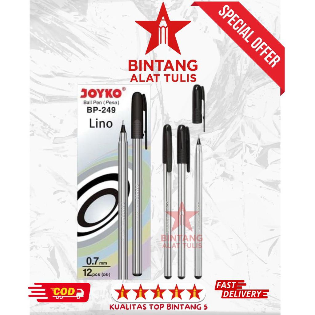 

[PACK] Pulpen Joyko Lino BP-249 | Pulpen Lino 0.7mm Hitam | Smooth Writing