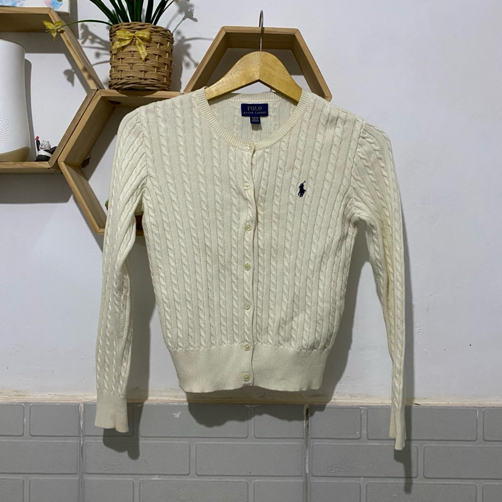 preloved cardigan polo ralph lauren broken white