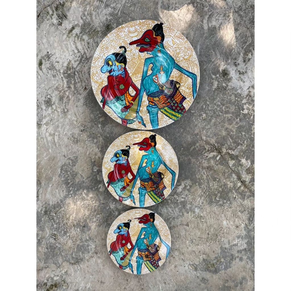 Piring Keramik Wayang Pajangan / Set Walldecor / FREE KAWAT GANTUNG