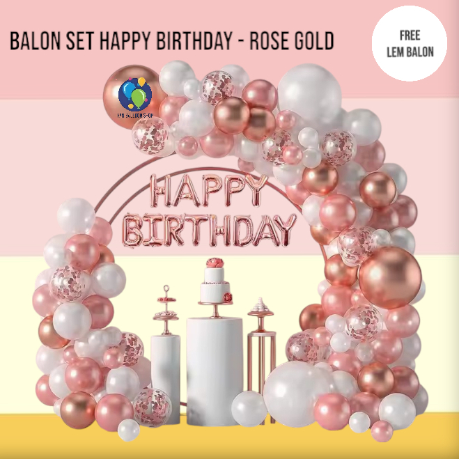 107 Pcs Rose Gold Balon Garland Set Mutiara Putih Metalik Emas Confetti Balon Untuk Pesta Ulang Tahu