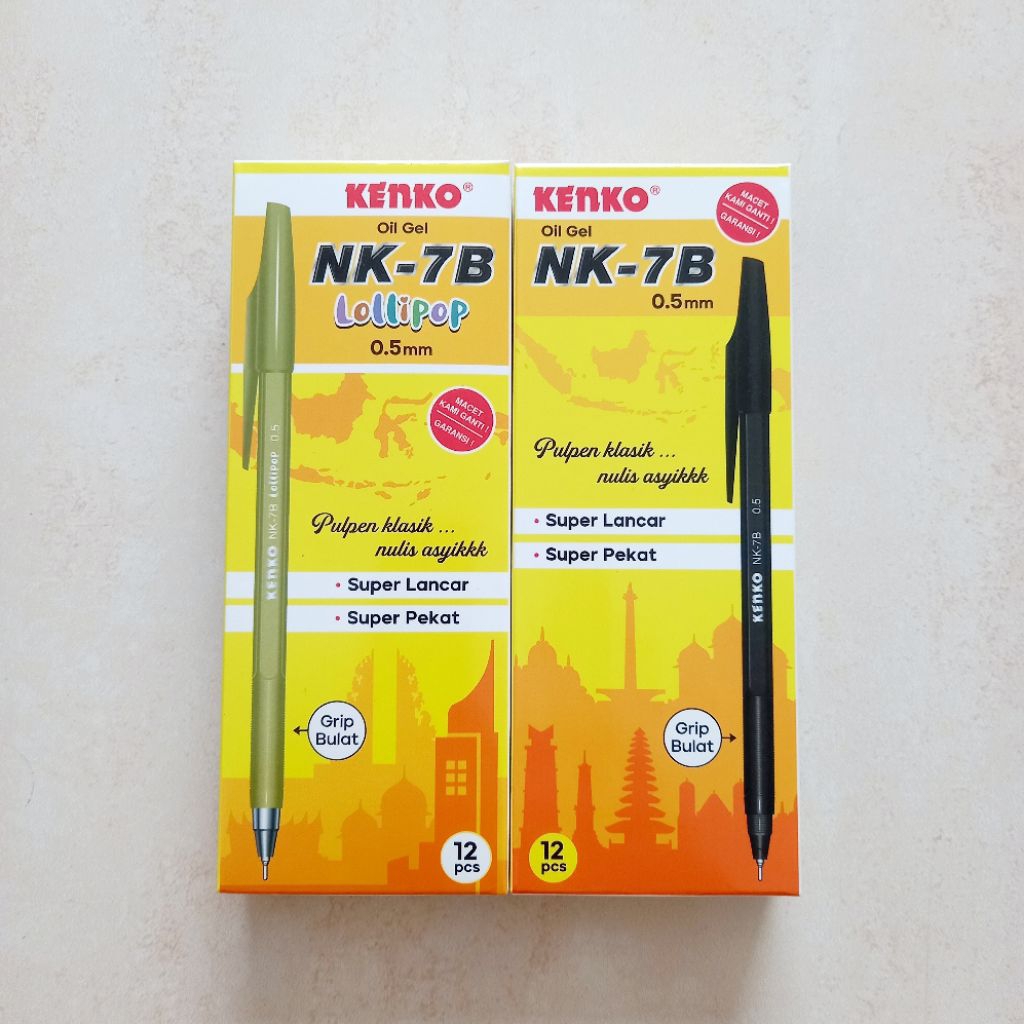

[ PACK ISI 12 MURAH ] Pulpen Oil Gel Pen Pena 0.5 mm Kenko NK 7B Tinta Hitam