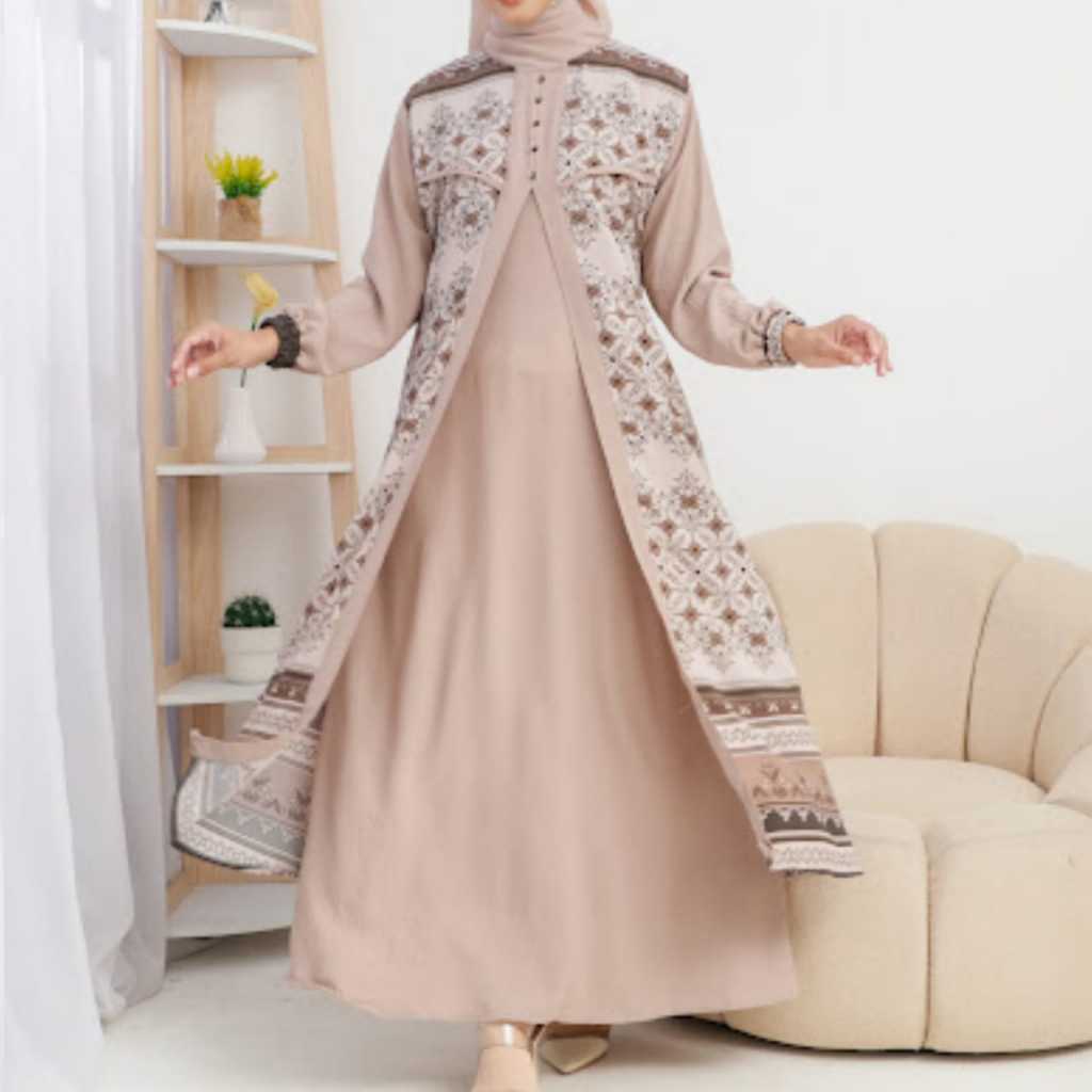 Gamis Wanita Polos Jumbo Mixx Brukat Motif Bahan Crinkle Airflow Nyaman By Azka Collection