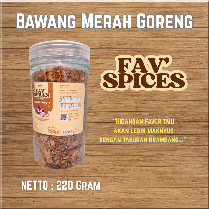

Bawang Goreng Asli Premium Fav’ Spices | Murni Tanpa Tepung, Original Dan Renyah 220 gram