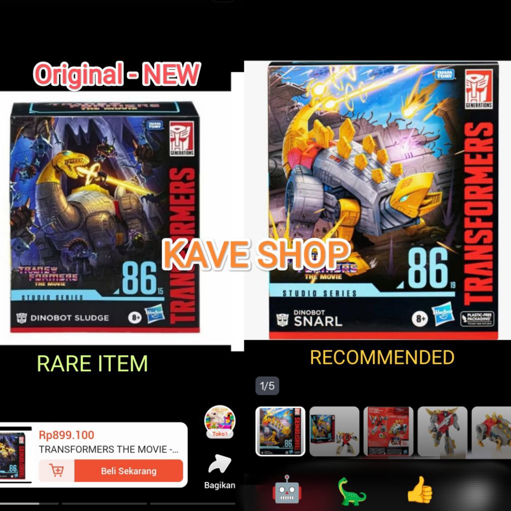 TRANSFORMERS THE MOVIE - Leader Class : Dinobot Sludge - Dinobot Snarl - Authentic TRANSFORMERS - HA