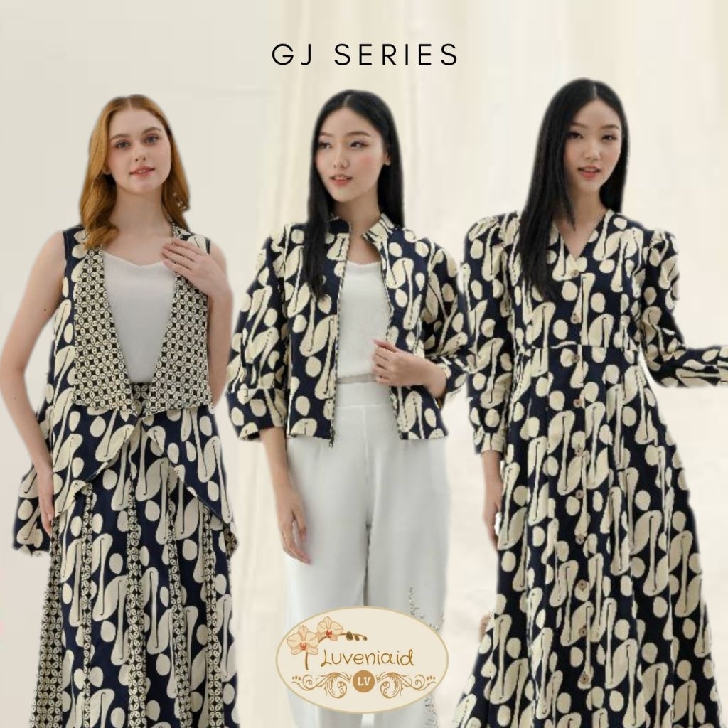 Dress Atasan Batik GJ Series / Dress Batik Panjang / Gamis Batik / Batik Modern