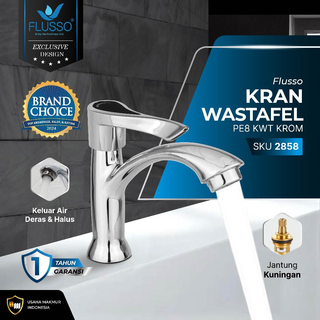 Flusso Kran Pe8 Kwt Flusso Kran Wastafel Sink Cuci Tangan Keran Wastafel 2858