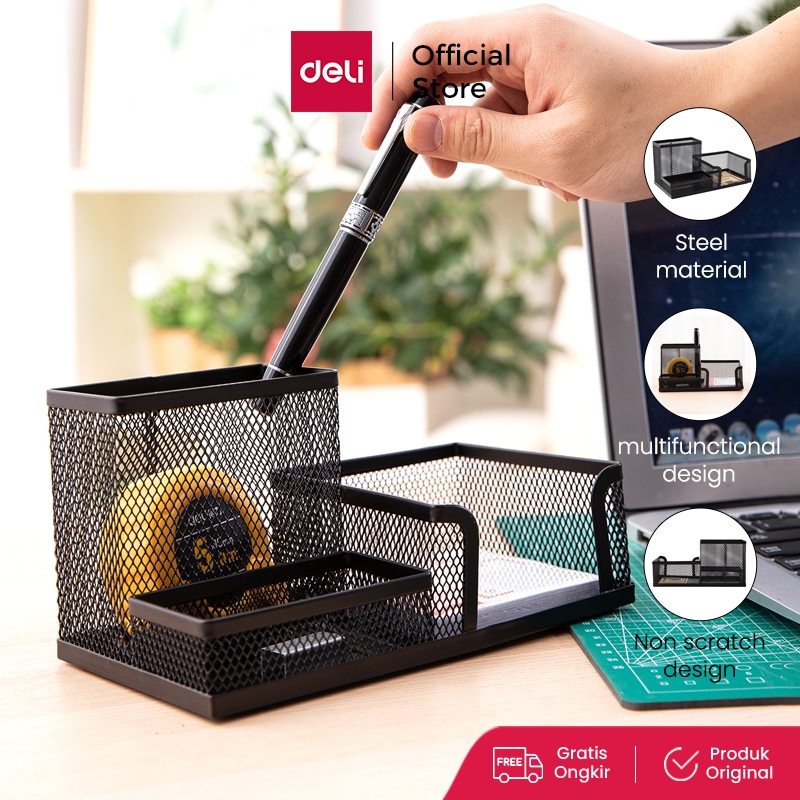 Deli Tempat Alat Tulis Pengatur Meja 3 Comp 215 75 53mm 280 gram E9175