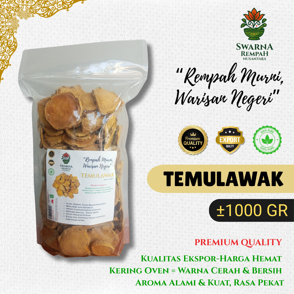 

SRN - TEMULAWAK KERING ORGANIK OVENAN STANDAR EKSPOR 1 KG
