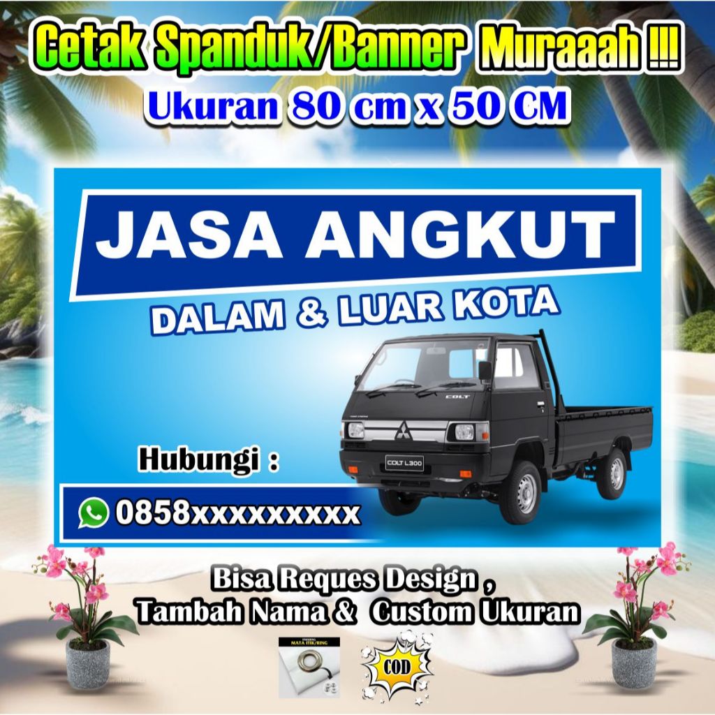 Spanduk Banner Jasa angkut Barang Ukuran 80 cm x 50 cm