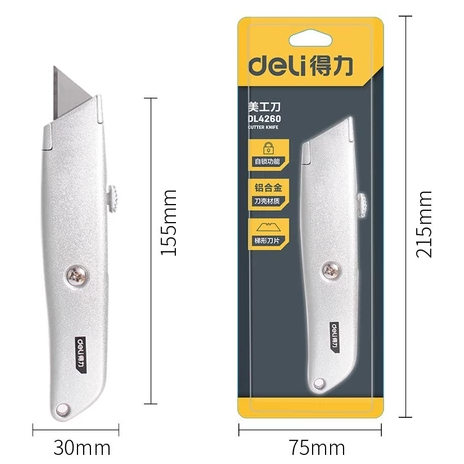 

Deli Utility Knife / Cutter Aluminium SK5 Auto-lock Perkakas EDL4260