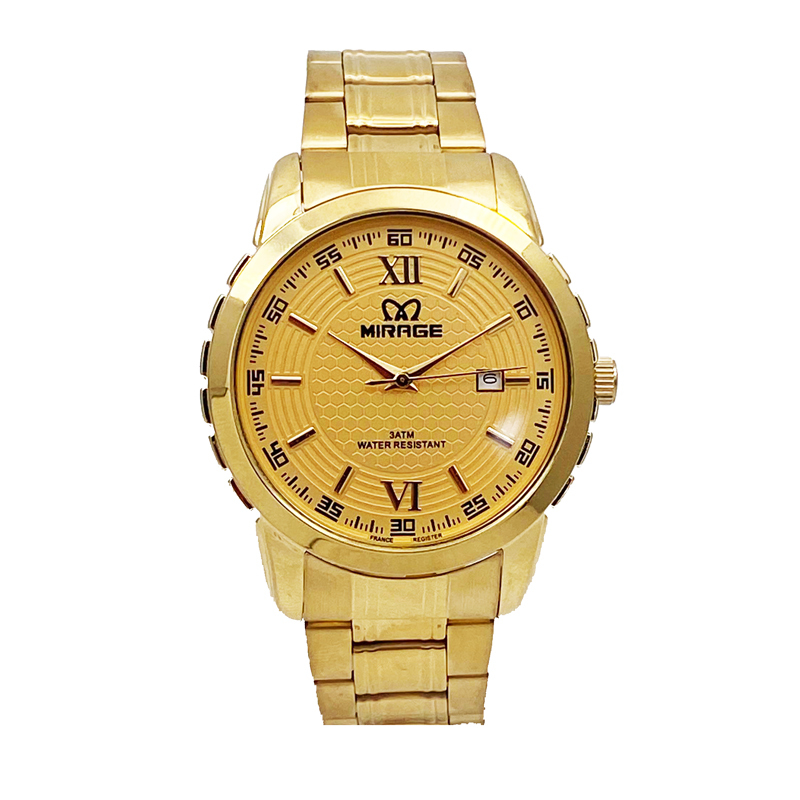 Mirage 8267 Full Gold Man MDBGPIV Jam Tangan Pria Original