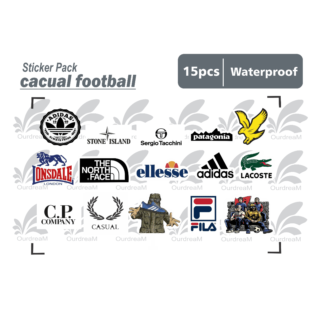 

stiker cacual football - isi 15 pcs sticker pack tumbler helm waterproof medium size