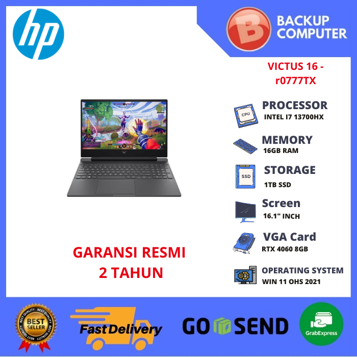 LAPTOP HP VICTUS 16- r0777TX INTEL I7 13700HX 16GB RAM / RTX 4060 8GB