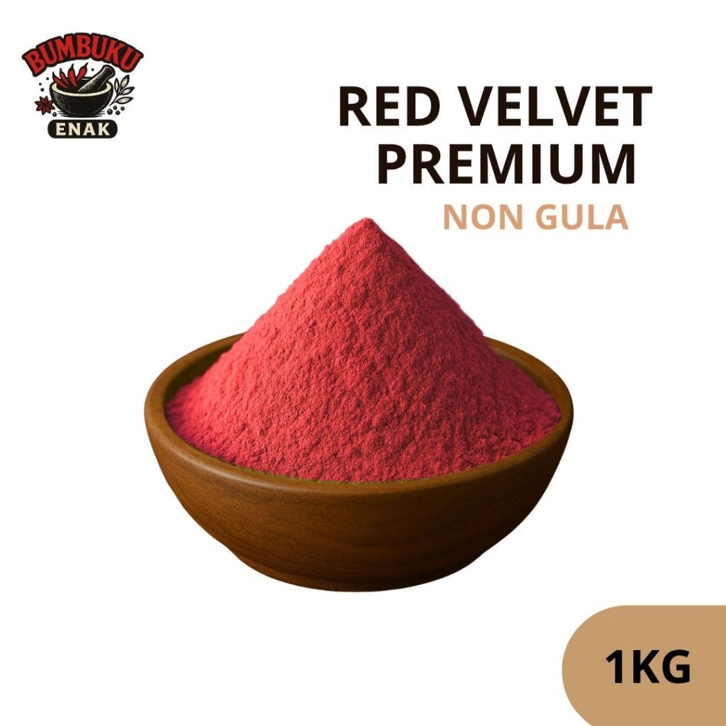 

Bubuk Red Velvet Premium Non Gula 1KG – Bumbu Tabur Minuman Tanpa Pemanis, Rasa Coklat Creamy untuk F&B & Diet