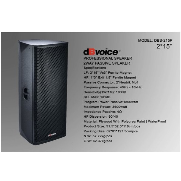 DBS-215P SPEAKER PASIF DBVOICE ORIGINAL / SPEAKER PASIF 15 INCH