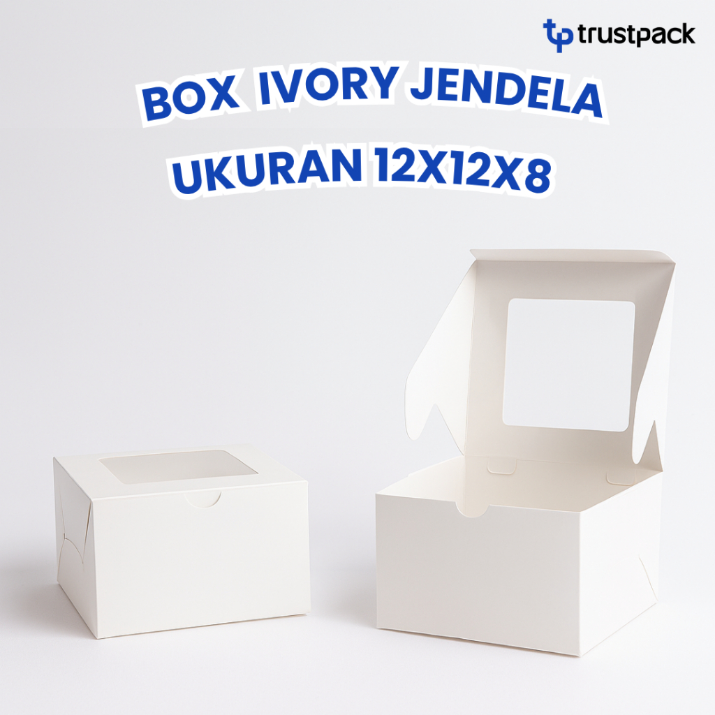 Dus Box Ivory 12x12x8 / Dus mini cake dus korean cake dus kue dus roti dus chiffon ivory laminasi