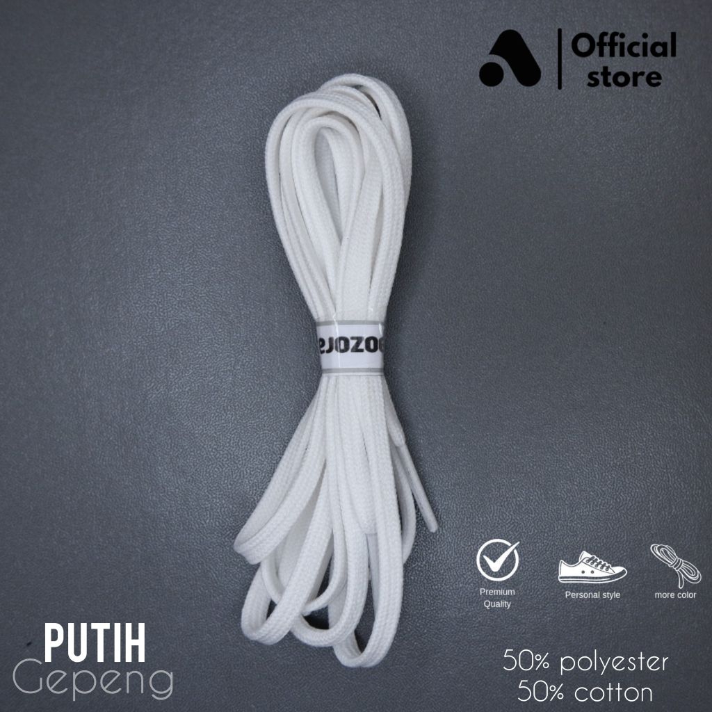tali sepatu gepeng pipih putih padat tali sepatu bola tali sepatu futsal tali Sepatu ori