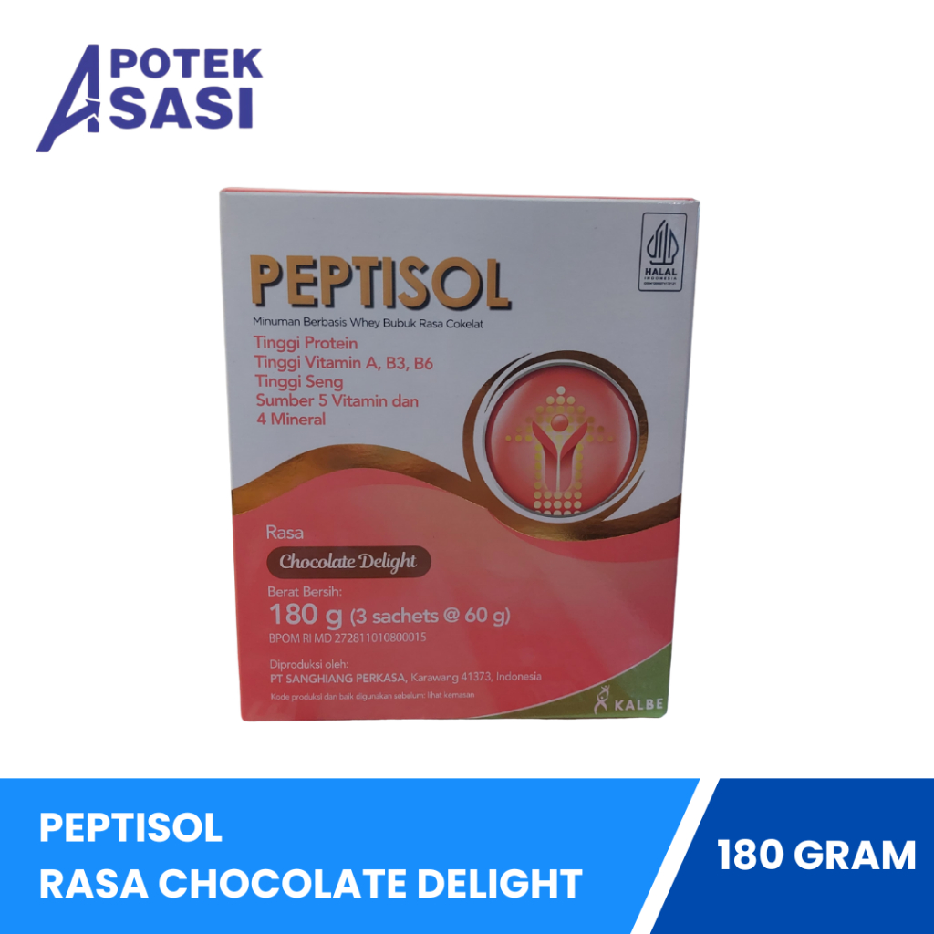 

Peptisol Chocolate Delight 180 Gram - Susu Tinggi Protein Pemulihan Pasca Sakit