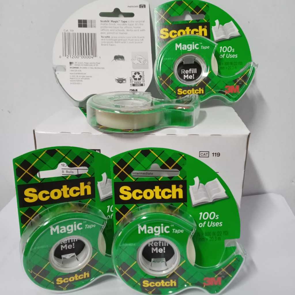 

3M scotch magic tape 1/2" x 22 yd with dispenser cat 119