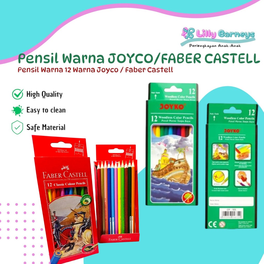 

Pensil Warna 12 Warna Merek Joyco & Faber Castell