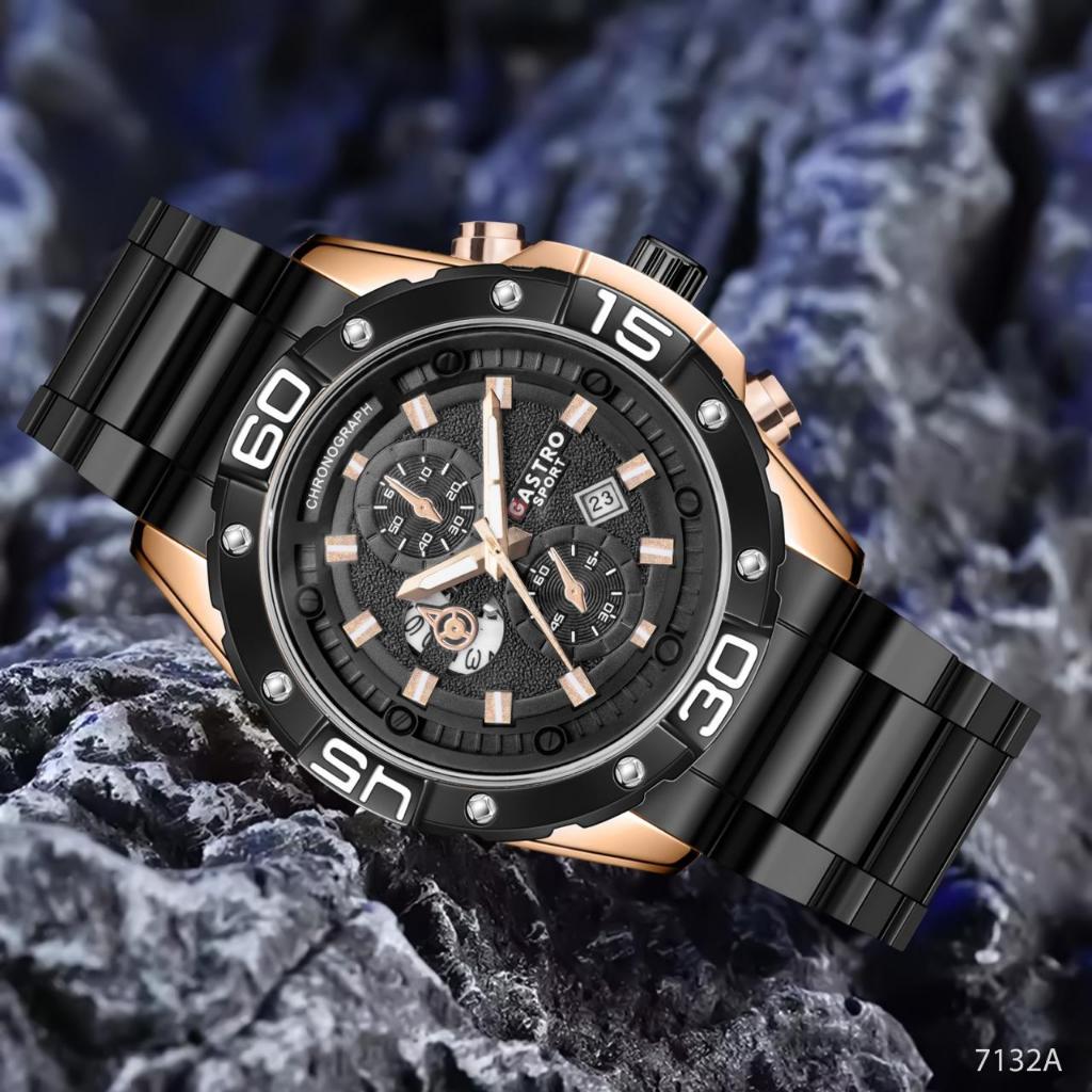 Jam Tangan Fashio  Pria Rantai Tanggal Aktif Model Sport Gastro
