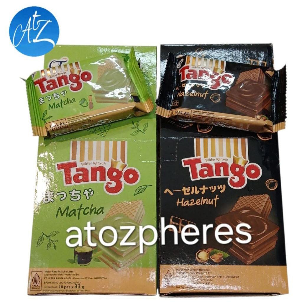 

Wafer Renyah rasa coklat cokelat hazelnut macha latte halal MUI Tango Matcha Hazelnut 10pcs x 33g