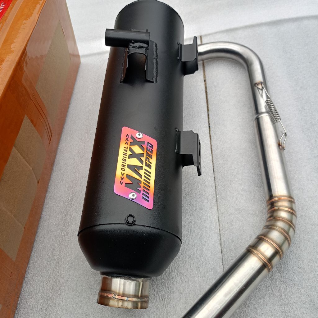 Knalpot standar racing moncong shijiro original maxxspeed inlet 32 breket 2 , Mio beat Vario Scoopy 