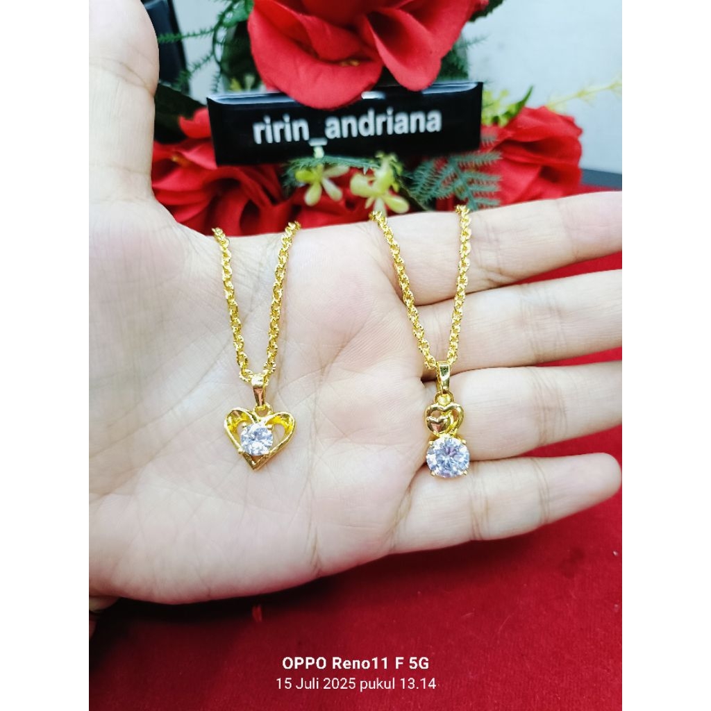 kalung Nuri kecil love 2 45cm dan 50cm lapis emas 24 k