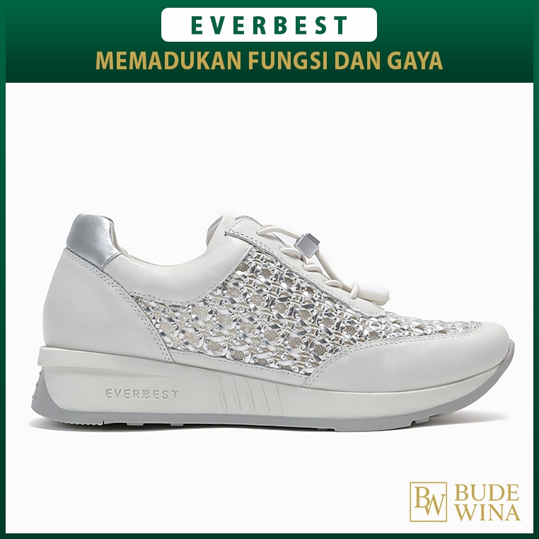 EVERBEST SEPATU SNEAKERS CASUAL WANITA ORIGINAL SNEAKER KASUAL KETS KULIT ASLI BEIGE CREAM EW07