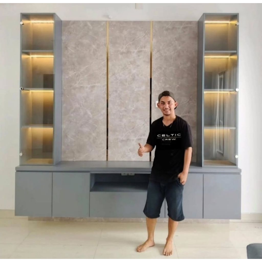 BACKDROP TV | BACKDROP TV MURAH | BUFFET TV HPL | RAK TV HPL | PARTISI PAJANGAN | MEJA TV HPL | FURN