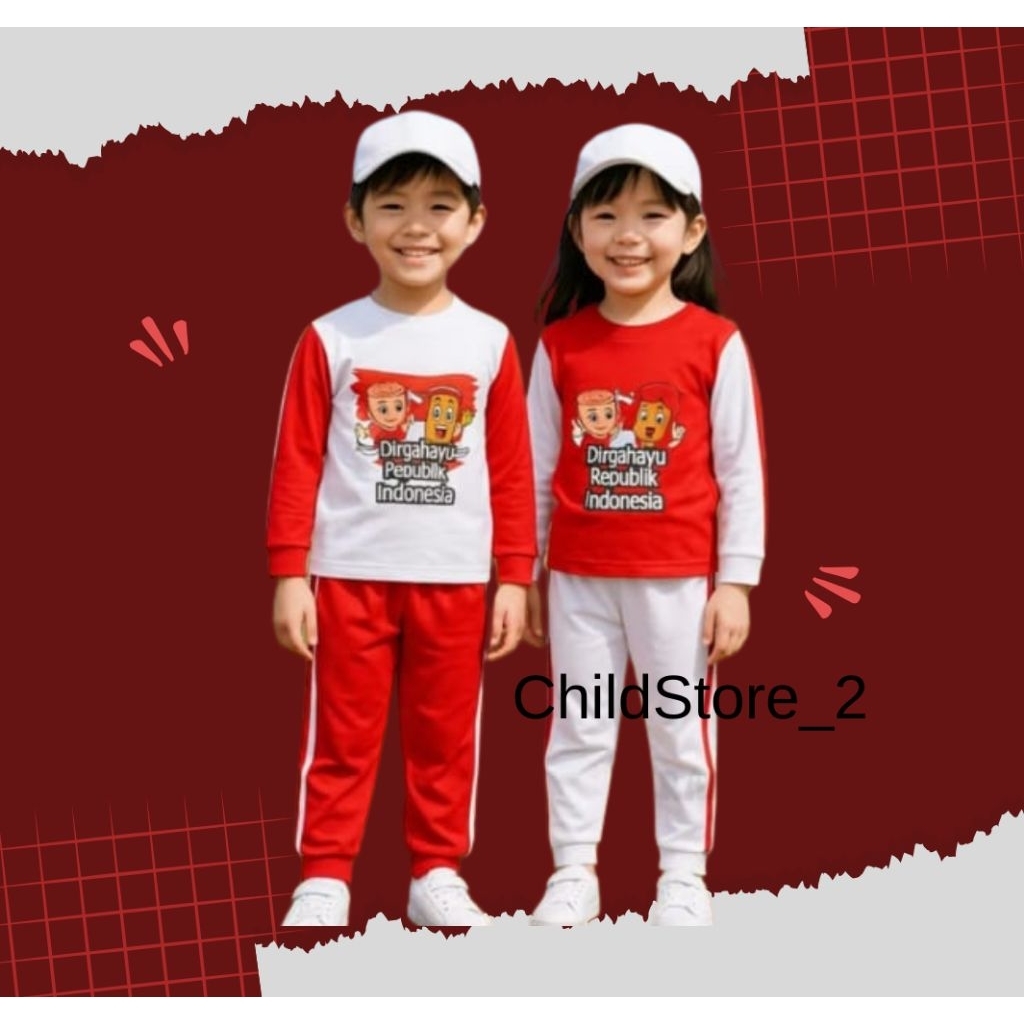 setelan baju anak merah putih kemerdekaan anak laki laki dan perempuan