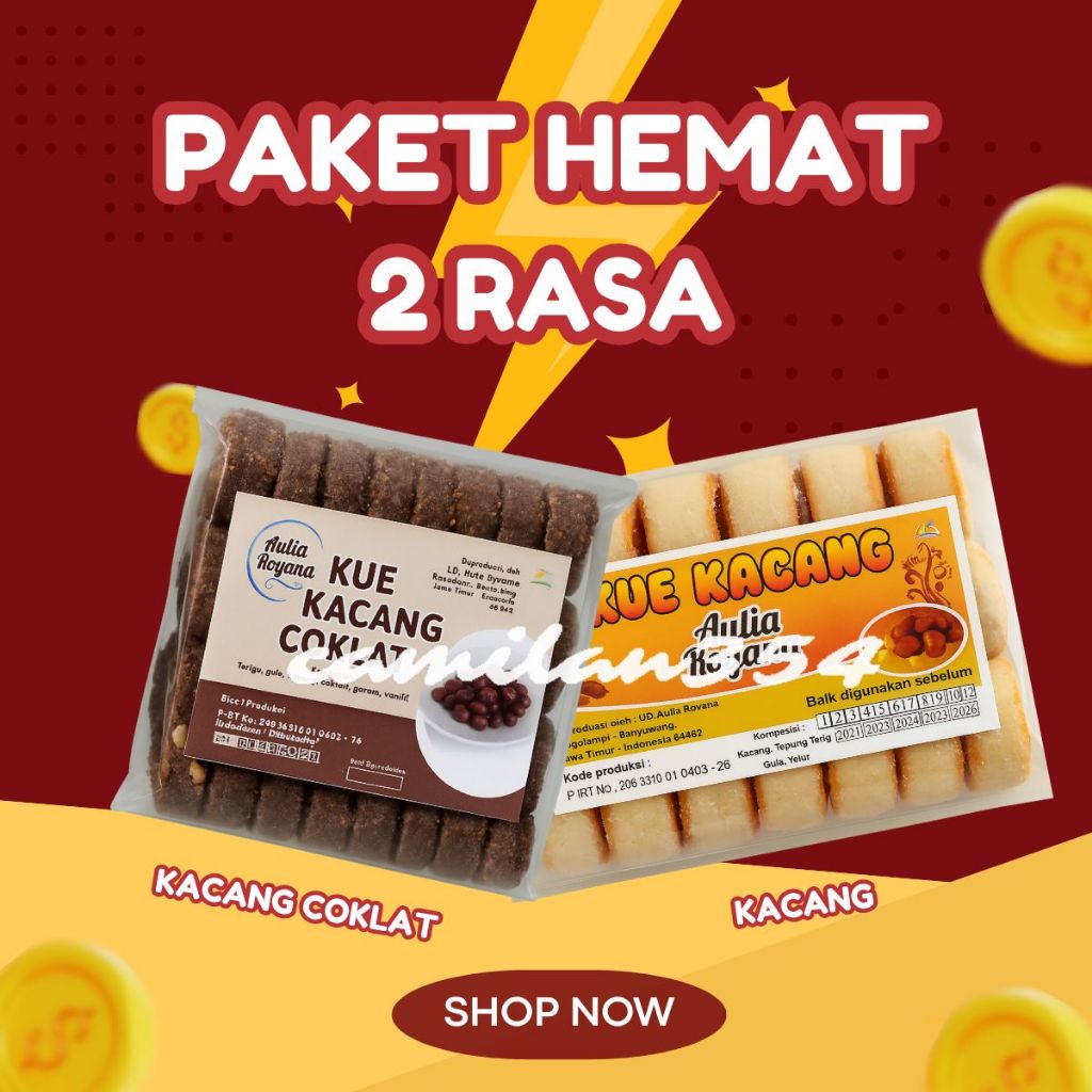 

[PAKET 2 RASA Isi 21 Pcs] Kue Kacang Dan Kue Kacang Coklat By Aulia Royana - / Kue Kering Rasa Coklat dan Kacang Gurih Manis Renyah