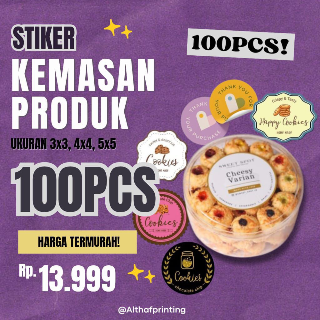 

Stiker Kemasan Produk 100Pcs – Custom Desain | Stiker Label Produk Makanan Usaha UMKM