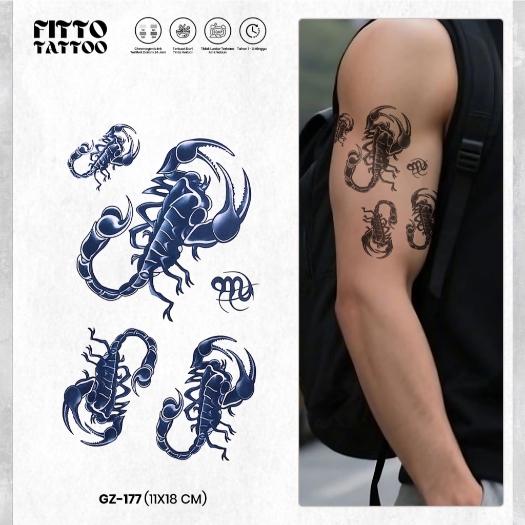 Stiker Tato Temporer Hewan Ular Naga Serigala Singa Semi Permanent Fruit Ink Premium Anti Air Tatto