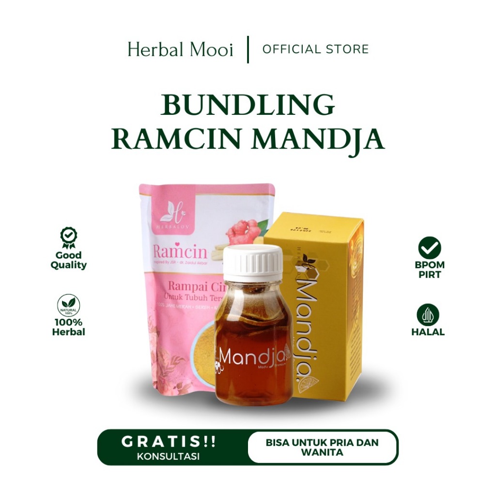 

BUNDLING RAMCIN DAN MANDJA HERBAMOUR COCOK UNTUK WANITA YANG SERING NYERI HAID