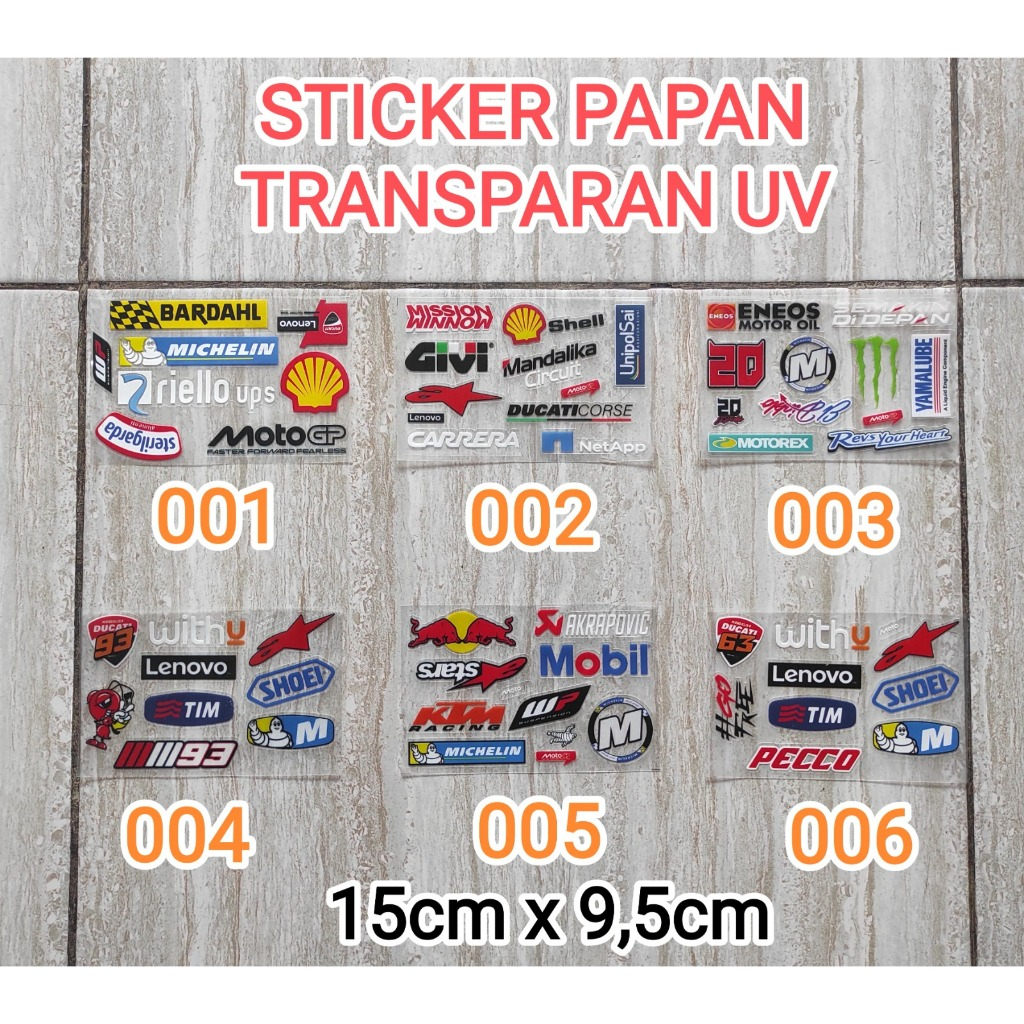 

Stiker Sheet Paket Bundling / Sticker Sponsor / Sticker Pack Transparan Uv