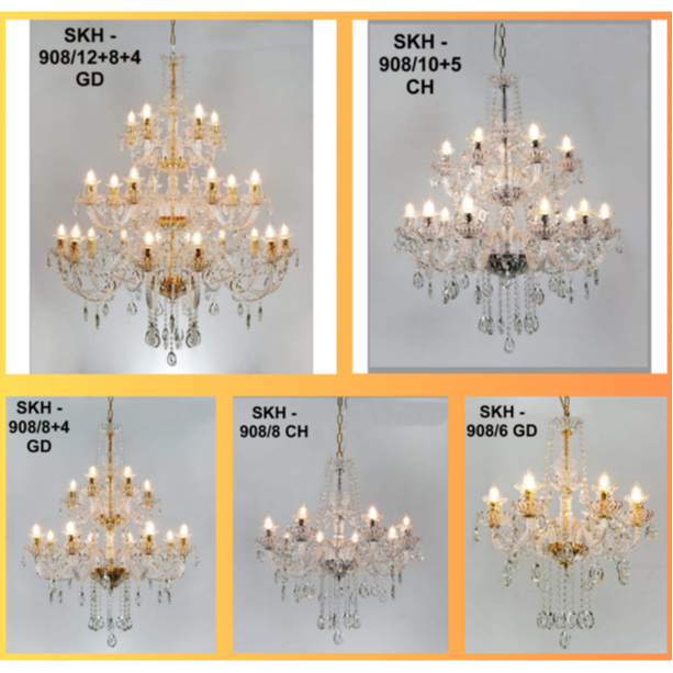 SL908 LAMPU GANTUNG HIAS LILIN KRISTAL CRYSTAL CANDLE CHANDELIER MINIMALIS MODERN MEWAH PENDANT LAMP